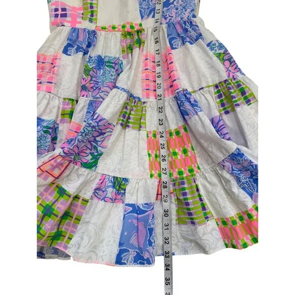 Lilly Pulitzer Alision Patchwork Tiered Dress Sleeveless Pastel Cotton Size 2 - Picture 7 of 10
